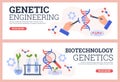 Genetic engineering and biotechnology web banners set, flat vector illustration. Royalty Free Stock Photo