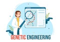 Genetic Engineering and DNA Modifications Illustration with Genetics Research or Experiment Scientists in Flat Cartoon Hand Drawn