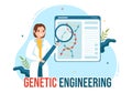Genetic Engineering and DNA Modifications Illustration with Genetics Research or Experiment Scientists in Flat Cartoon Hand Drawn Royalty Free Stock Photo