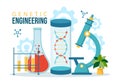 Genetic Engineering and DNA Modifications Illustration with Genetics Research or Experiment Scientists in Flat Cartoon Hand Drawn Royalty Free Stock Photo
