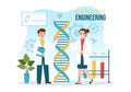 Genetic Engineering and DNA Modifications Illustration with Genetics Research or Experiment Scientists in Flat Cartoon Hand Drawn Royalty Free Stock Photo