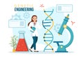 Genetic Engineering and DNA Modifications Illustration with Genetics Research or Experiment Scientists in Flat Cartoon Hand Drawn Royalty Free Stock Photo
