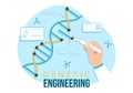 Genetic Engineering and DNA Modifications Illustration with Genetics Research or Experiment Scientists in Flat Cartoon Hand Drawn Royalty Free Stock Photo