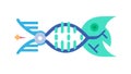 Genetic engineering icon: DNA helix and wrench for biotech solutions, vector design Generative AI Royalty Free Stock Photo