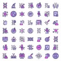 Genetic engineering icons set outline vector. Fractal genomics