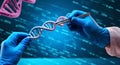 Genetic Engineering: Scientist Manipulating DNA Helix with Precision in Modern Laboratory Setting
