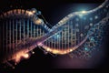 genetic programming system, with view of dna strand and coding visible