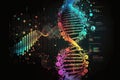 genetic programming system, with view of dna strand and coding visible