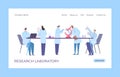 Genetic research clinic laboratory landing concept vector illustration. DNA laboratory web page. Man and woman in