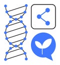 Genetic Research and Sustainability Concept with DNA, Networking, and Environmental Symbol Royalty Free Stock Photo