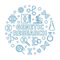 Genetic Research vector round biology linear illustration Royalty Free Stock Photo