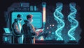 Genetic scientists in the lab. Genome and DNA code science research. Generative AI.