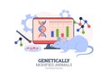 Genetically modified animals breeding, flat vector illustration isolated. Royalty Free Stock Photo