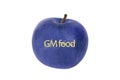 Genetically modified food, blue Apple, on white background, isolated