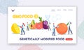 Genetically Modified Food Landing Page Template. GMO Agriculture Crop. Characters Using Biotechnology Manipulation Royalty Free Stock Photo