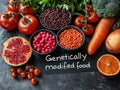 Genetically modified food text written on a blackboard Royalty Free Stock Photo