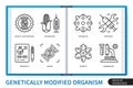 Genetically modified organism GMO infographics linear icons collection