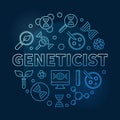 Geneticist vector concept blue round linear illustration Royalty Free Stock Photo