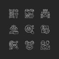 Genetics chalk white icons set on black background