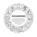 Genetics and construction, engineering line icons, machinery and electricity