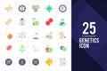 25 Genetics Flat icon pack. vector illustration Royalty Free Stock Photo