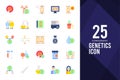 25 Genetics Flat icon pack. vector illustration Royalty Free Stock Photo
