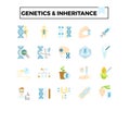 Genetics and inheritance flat design icon set.