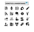 Genetics and inheritance glyph design icon set.