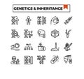 Genetics and inheritance outline design icon set.