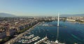 Geneva aerial drone, spring morning period with waterfountain 4K