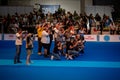 Photographers taking photos of dogs during World dog show. Geneva, Switzerland