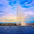 Geneva Geneve lake water Jet D`eau Switzerland Royalty Free Stock Photo