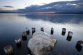 Geneva lake pilotis and stone Royalty Free Stock Photo