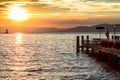 Geneva lake sunset in Switzerland Royalty Free Stock Photo