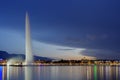 Geneva panorama with famous fountain, Switzerland, HDR Royalty Free Stock Photo