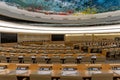 Geneva, Switzerland - April 15, 2019:  An assembly hall in the Palace of Nations - UN headquarters in Geneva, Switzerland Royalty Free Stock Photo