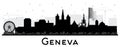 Geneva Switzerland City Skyline Silhouette with Black Buildings Isolated on White