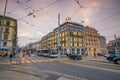 GENEVA, SWITZERLAND - February 6, 2018: Old town Geneva city at night in Switzerland. It is the second-most populous city in