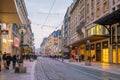 GENEVA, SWITZERLAND - February 6, 2018: Old town Geneva city at night in Switzerland. It is the second-most populous city in