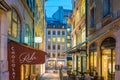 GENEVA, SWITZERLAND - February 6, 2018: Old town Geneva city at night in Switzerland. It is the second-most populous city in