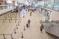 GENEVA, SWITZERLAND - JANUARY 16, 2018: Geneva International Airport in Switzerland. Interior with Check in area. Blurry View.