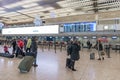 GENEVA, SWITZERLAND - JANUARY 16, 2018: Geneva International Airport in Switzerland. Interior with Check in area.