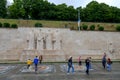 People in front of the Sculptural composition Reformation Wall in Geneva Royalty Free Stock Photo