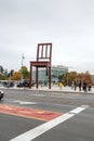 GENEVA, SWITZERLAND - OCTOBER 30, 2015: Geneva broken chair in front of the united nation building Royalty Free Stock Photo