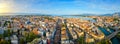 Geneva, Switzerland skyline view towards the Jet d\'Eau fountain in Lake Geneva Royalty Free Stock Photo