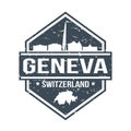 Geneva Switzerland Travel Stamp Icon Skyline City Design Tourism. Seal Passport Vector.