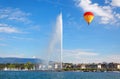 Geneva water jet on Lake Leman at summer
