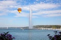 Geneva water jet on Lake Leman at summer