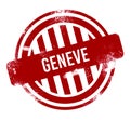 Geneve - Red grunge button, stamp