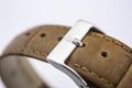 Geneve, Switzerland 01.10.2020 - Claude Bernard watch leather strap buckle